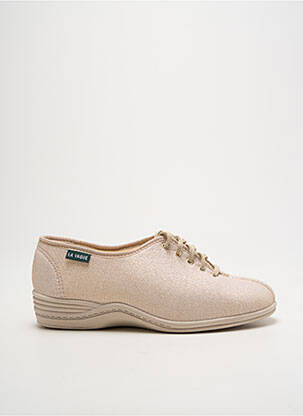 Chaussons/pantoufles tissage satiné talon plat jusqu'à 3cm beige LA VAGUE femme