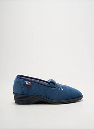 Chaussons/pantoufles tissage velours talon plat jusqu'à 3cm bleu LA VAGUE femme