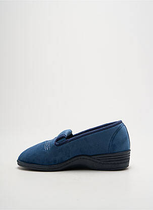 Chaussons/pantoufles tissage velours talon plat jusqu'à 3cm bleu LA VAGUE femme