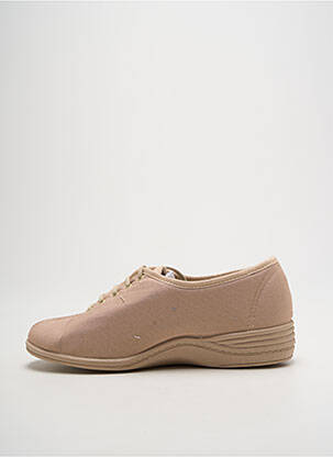 Chaussons/pantoufles fermeture lacets talon plat jusqu'à 3cm beige LA VAGUE femme