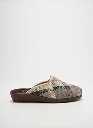 Chaussons/pantoufles bout rond talon plat jusqu'à 3cm marron LA VAGUE femme