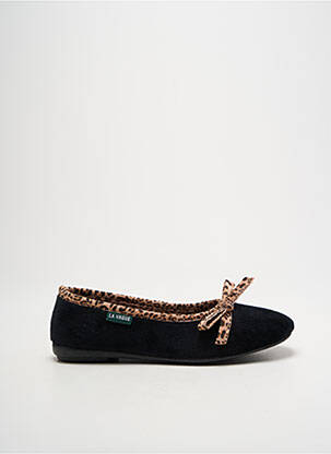 Chaussons/pantoufles tissage velours talon plat jusqu'à 3cm noir LA VAGUE femme