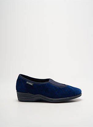 Chaussons/pantoufles tissage velours talon plat jusqu'à 3cm bleu LA VAGUE femme