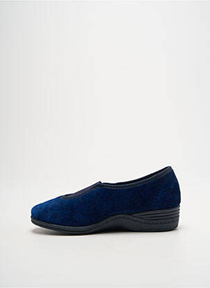 Chaussons/pantoufles tissage velours talon plat jusqu'à 3cm bleu LA VAGUE femme