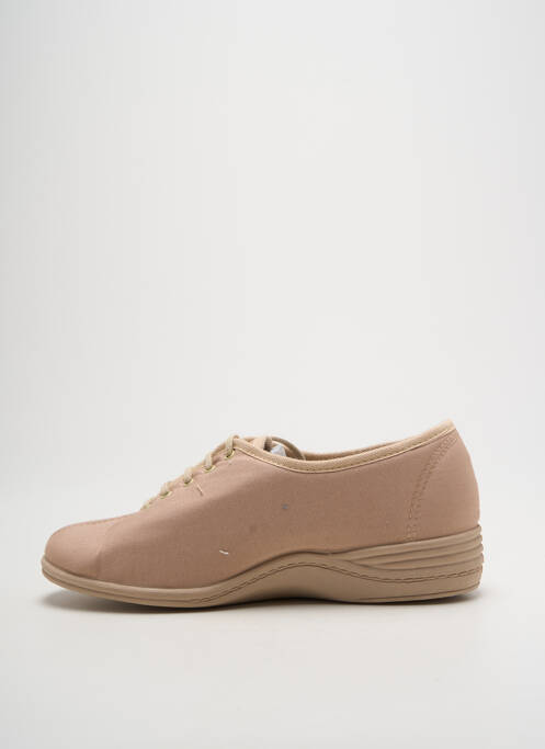 Chaussons/pantoufles fermeture lacets talon plat jusqu'à 3cm beige LA VAGUE femme