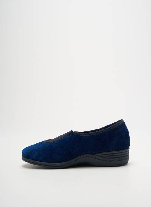 Chaussons/pantoufles tissage velours talon plat jusqu'à 3cm bleu LA VAGUE femme