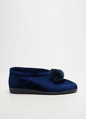 Chaussons/pantoufles tissage velours talon plat jusqu'à 3cm bleu LA VAGUE femme