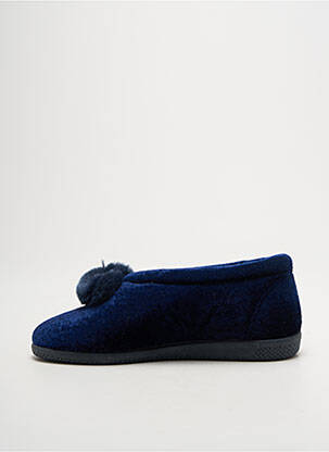 Chaussons/pantoufles tissage velours talon plat jusqu'à 3cm bleu LA VAGUE femme