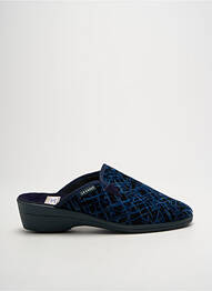 Chaussons/pantoufles tissage velours talon de 4 à 6cm bleu LA VAGUE femme