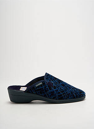 Chaussons/pantoufles tissage velours talon de 4 à 6cm bleu LA VAGUE femme