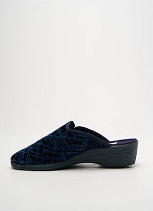 Chaussons/pantoufles tissage velours talon de 4 à 6cm bleu LA VAGUE femme