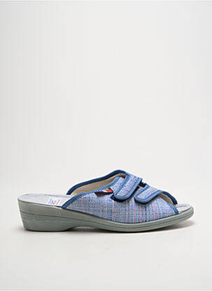 Mules/sabots tissage satiné talon de 4 à 6cm bleu LA VAGUE femme