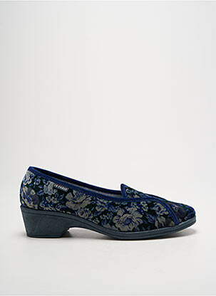 Chaussons/pantoufles tissage velours talon de 4 à 6cm bleu LA VAGUE femme