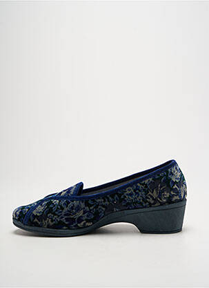 Chaussons/pantoufles tissage velours talon de 4 à 6cm bleu LA VAGUE femme