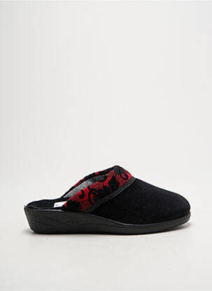 Chaussons/pantoufles tissage velours talon de 4 à 6cm noir LA VAGUE femme