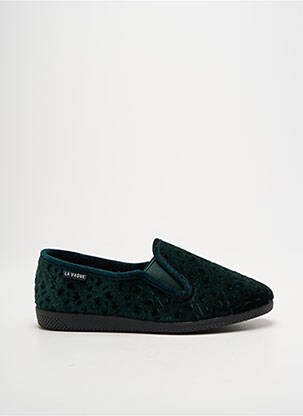 Chaussons/pantoufles tissage velours talon plat jusqu'à 3cm vert LA VAGUE femme