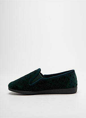 Chaussons/pantoufles tissage velours talon plat jusqu'à 3cm vert LA VAGUE femme