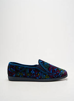 Chaussons/pantoufles tissage velours talon plat jusqu'à 3cm bleu LA VAGUE femme