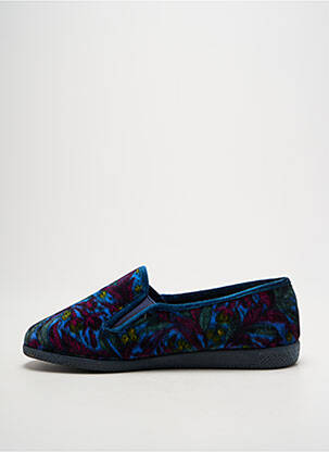 Chaussons/pantoufles tissage velours talon plat jusqu'à 3cm bleu LA VAGUE femme
