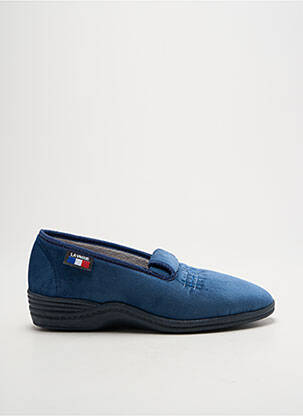 Chaussons/pantoufles tissage velours talon plat jusqu'à 3cm bleu LA VAGUE femme