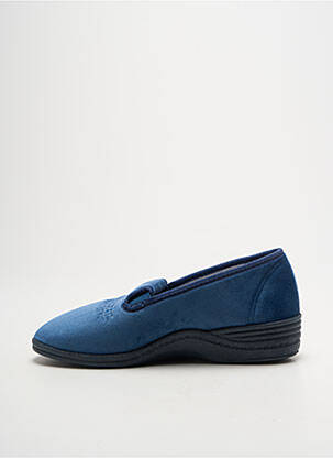 Chaussons/pantoufles tissage velours talon plat jusqu'à 3cm bleu LA VAGUE femme
