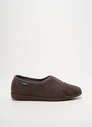 Chaussons/pantoufles tissage satiné talon plat jusqu'à 3cm marron LA VAGUE femme