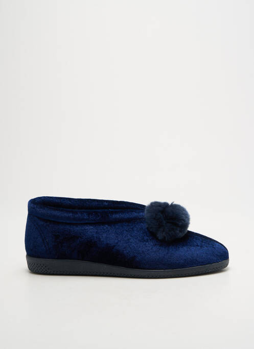 Chaussons/pantoufles tissage velours talon plat jusqu'à 3cm bleu LA VAGUE femme