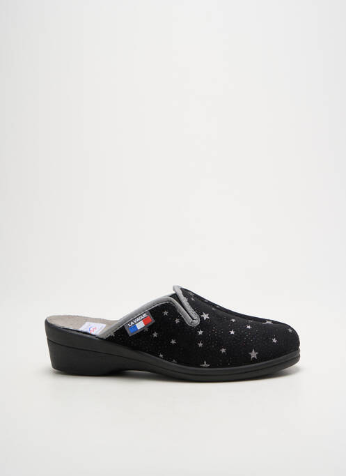 Chaussons/pantoufles tissage satiné talon plat jusqu'à 3cm noir LA VAGUE femme