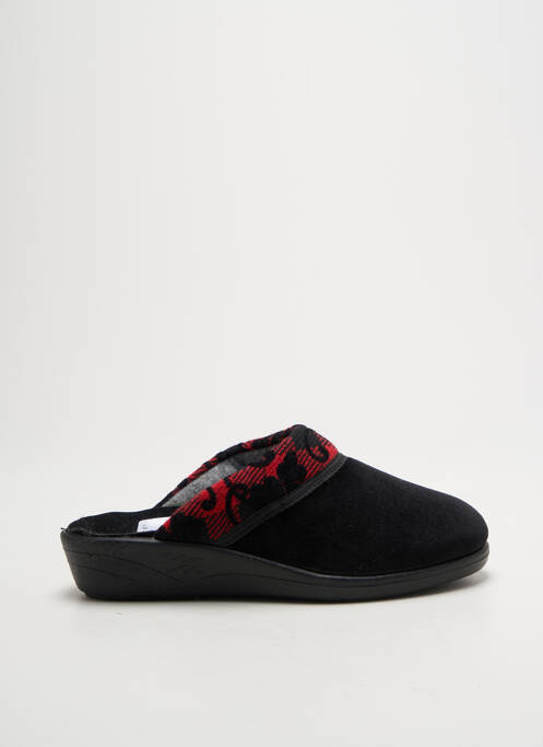 Chaussons/pantoufles tissage velours talon de 4 à 6cm noir LA VAGUE femme