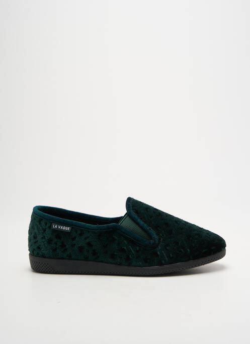 Chaussons/pantoufles tissage velours talon plat jusqu'à 3cm vert LA VAGUE femme