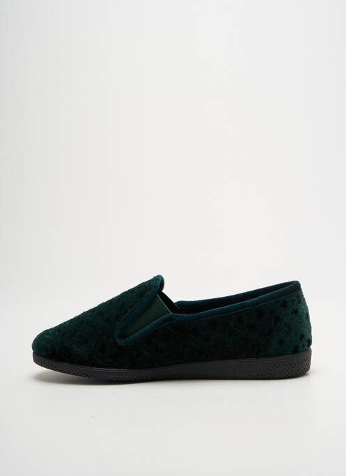 Chaussons/pantoufles tissage velours talon plat jusqu'à 3cm vert LA VAGUE femme