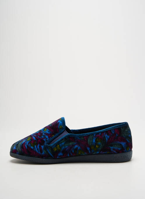 Chaussons/pantoufles tissage velours talon plat jusqu'à 3cm bleu LA VAGUE femme