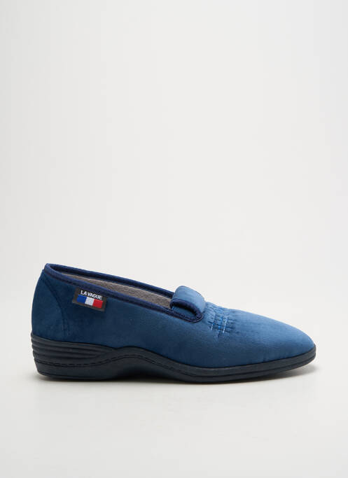 Chaussons/pantoufles tissage velours talon plat jusqu'à 3cm bleu LA VAGUE femme