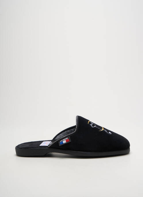 Chaussons/pantoufles tissage velours talon plat jusqu'à 3cm noir LA VAGUE femme
