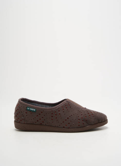 Chaussons/pantoufles tissage satiné talon plat jusqu'à 3cm marron LA VAGUE femme