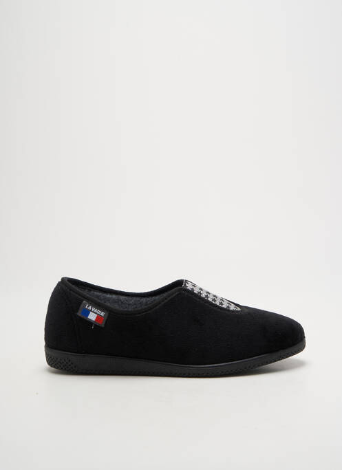 Chaussons/pantoufles tissage velours talon plat jusqu'à 3cm noir LA VAGUE femme