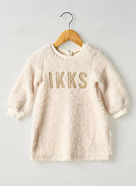 Robe pull coupe évasée manches longues beige IKKS fille
