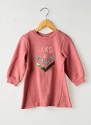 Robe mi-longue fermeture pressionnée manches longues rose IKKS fille