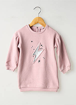Robe mi-longue fermeture pressionnée manches longues rose IKKS fille
