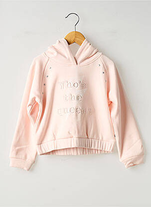 Sweat-shirt à capuche broderie manches longues rose IKKS fille