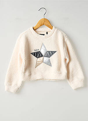 Sweat-shirt broderie manches longues beige IKKS fille