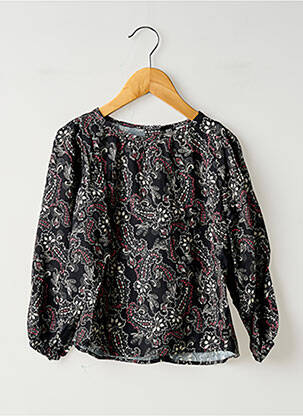 Blouse imprimé fantaisie manches longues noir IKKS fille