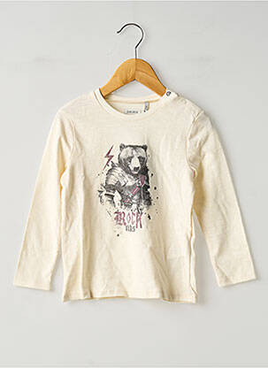 T-shirt fermeture boutonnée à l'épaule manches longues beige IKKS fille