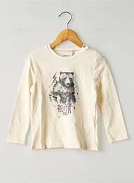 T-shirt coupe droite manches longues beige IKKS fille
