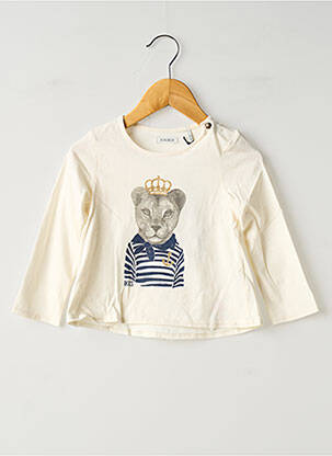 T-shirt coupe droite manches longues beige IKKS fille