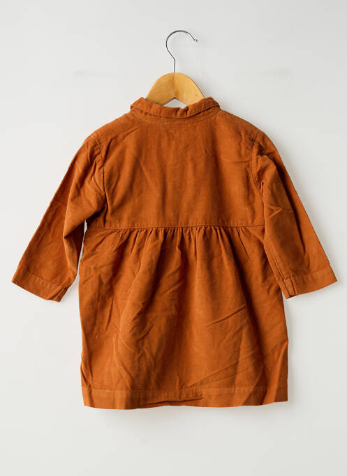 Robe mi-longue coupe évasée manches longues marron PETIT BATEAU fille