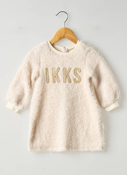 Robe pull coupe évasée manches longues beige IKKS fille