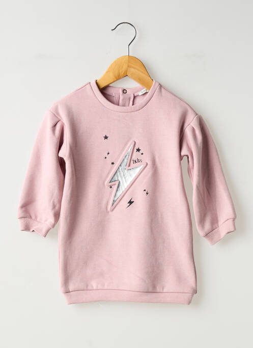 Robe mi-longue fermeture pressionnée manches longues rose IKKS fille