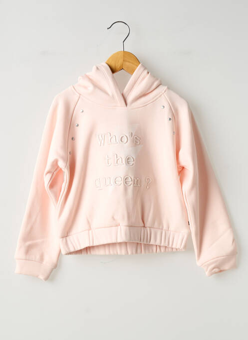 Sweat-shirt à capuche broderie manches longues rose IKKS fille