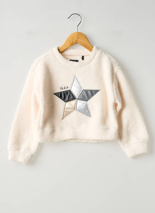 Sweat-shirt broderie manches longues beige IKKS fille